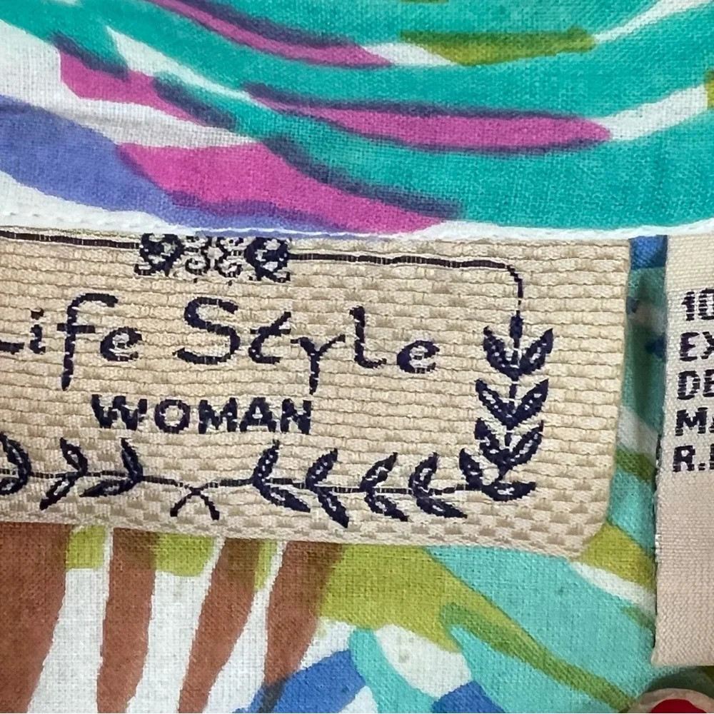 Life-Style Women Floral Print 3/4‎ Sleeve RN#94153 Sz 1x Made In India - Picture 3 of 12